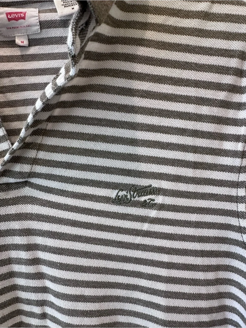 Levi's Men's‎ Olive and White Striped Polo